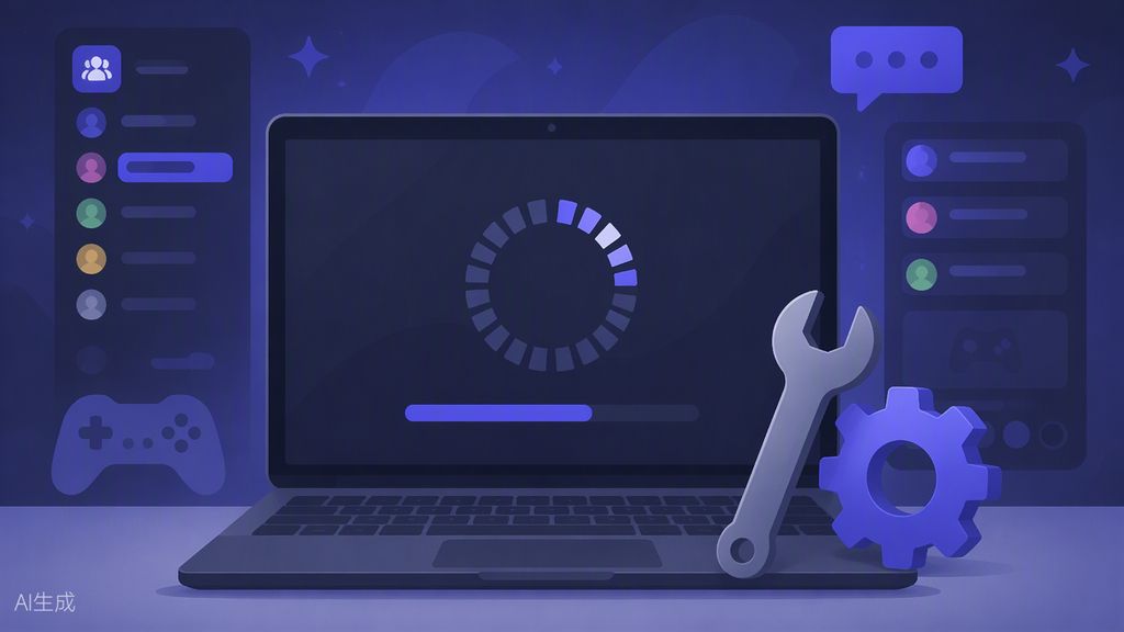 Discord 桌面客户端启动时更新检查界面与缓存目录位置示意