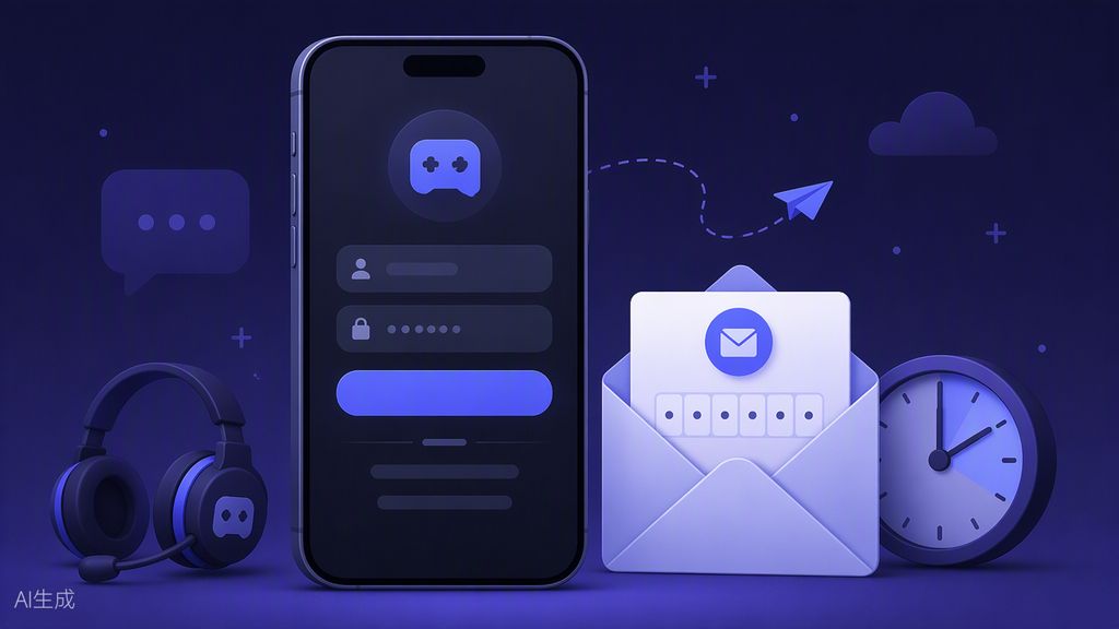 Discord 注册与登录界面示意图：邮箱验证与短信验证码输入环节