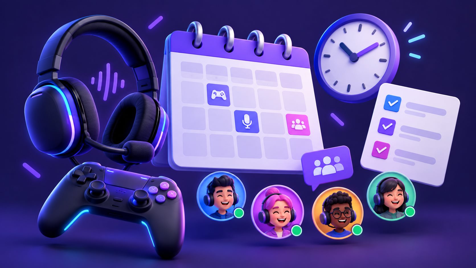 Discord 社群活动的时间、地点、报名方式与准备事项规划示意图
