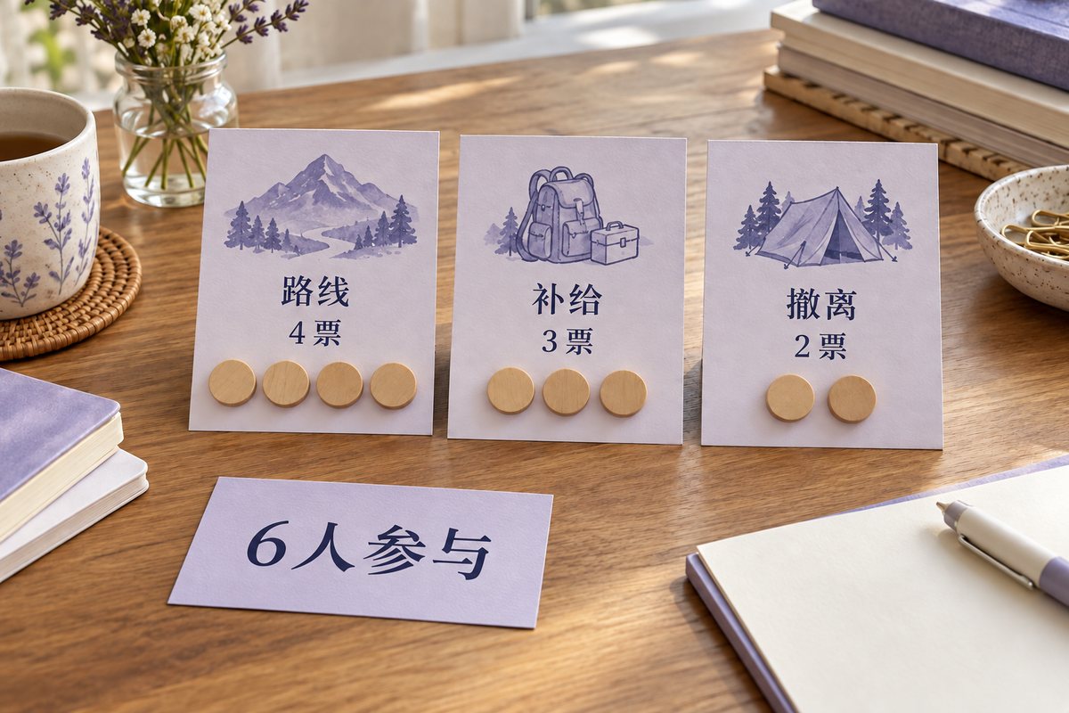 路线4票补给3票撤离2票三张卡与6人参与的说明卡